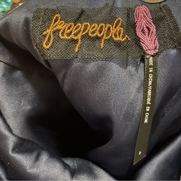 Free People Teal Sequined Chantes Holiday Backless Blouson Sleeves Dress Size 2 - Picture 14 of 16